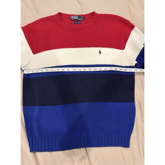 Vintage Polo Ralph Lauren America USA Striped Crew Neck Sweater Mens Medium - Picture 5 of 5